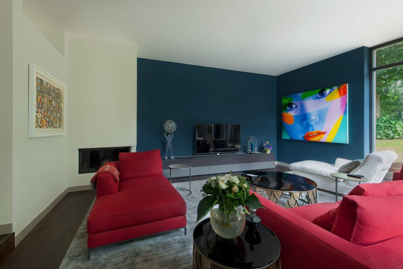 Moderne Wohnzimmer Farbgestaltung, Farben englisch Farrow Ball Hague Blue